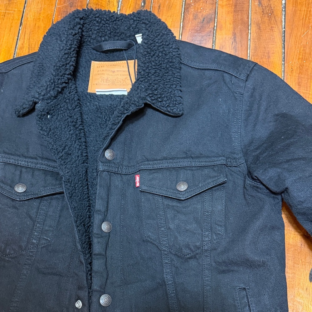 Levi’s TYPE III SHERPA TRUCKER JACKET Unisex, Sherpa, Blackout - Picture 8 of 16